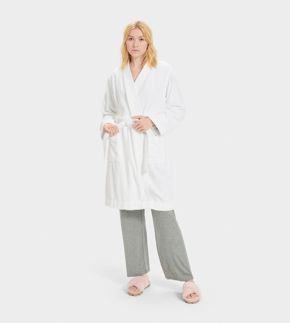 Ugg Robe Womens - Ugg Lorie Terry White - 492IMDWNC